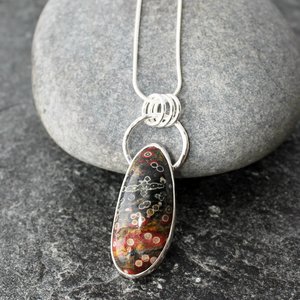 Black Guadalupe Poppy Jasper Necklace with Sterling Silver