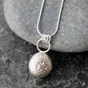 Cast Sterling Silver Secret Beach Stone Necklace, neva murtha jewelry, sunshine coast bc jewelry
