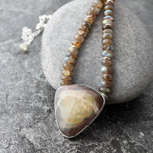 Morrisonite Jasper Statement Necklace with Labradorite