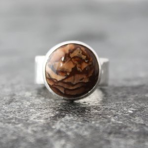 Deschutes Jasper Statement Ring, neva murtha jewelry, sunshine coast bc jewelry