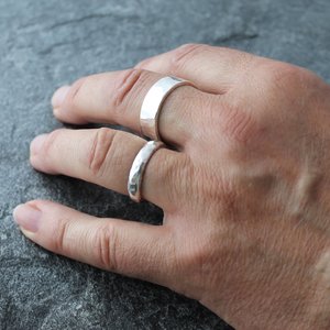 8mm Wide Hammered Sterling Silver Ring