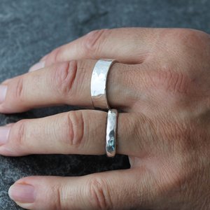 8mm Wide Hammered Sterling Silver Ring