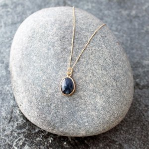 Sapphire Pendant Necklace with 14K Gold