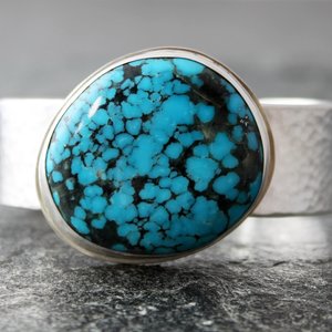 Kingman Ithaca Peak Turquoise Bracelet with Fine and Sterling Silver, Fits 6.5 to 7" Wrist