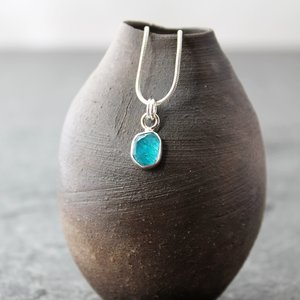 Blue Apatite Pendant with Silver, neva murtha jewelry, sunshine coast bc jewellry