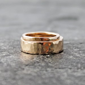 Hammered 14K Gold Wedding Bands, neva murtha jewelry, custom wedding bands, sunshine coast bc jewelry