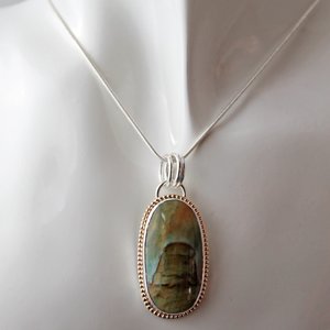 Vistaite Jasper Necklace with Silver and 14k Gold