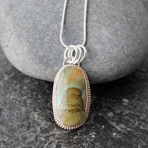 Vistaite Jasper Necklace with Silver and 14k Gold