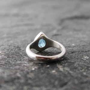 Aquamarine Ring in Sterling Silver, US Size 8-8.25