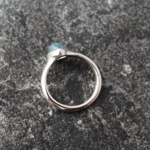 Aquamarine Ring in Sterling Silver, US Size 8-8.25