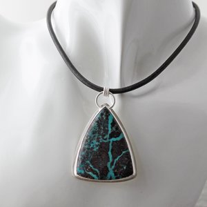 Ribbon Turquoise Necklace with Fine and Sterling Silver