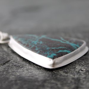 Ribbon Turquoise Necklace with Fine and Sterling Silver