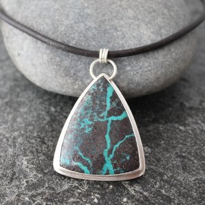 Ribbon Turquoise Necklace with Fine and Sterling Silver