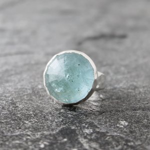 Aquamarine Moon Ring, neva murtha jewelry, sunshine coast bc jewelry