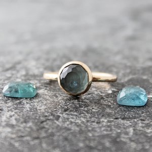 Custom Blue Tourmaline Ring, neva murtha jewelry, sunshine coast bc jewelry