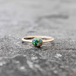 Australian Lightning Ridge Opal Ring, neva murtha jewelry, sunshine coast bc engagement rings