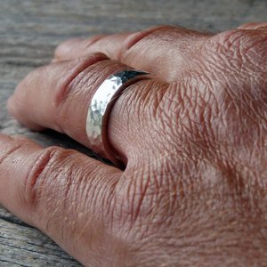 Mens Custom Hammered Sterling Silver Wedding Band, neva murtha jewlery, sunshine coast bc jewelry