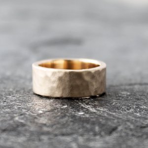 Hammered 14K Gold Wedding Band, neva murtha jewelry, sunshine coast bc jewelry