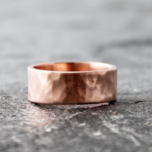 Hammered 14k Red Gold Wedding Band, neva murtha jewelry, sunshine coast bc jewelry