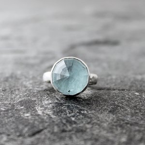 Aquamarine Moon Ring, neva murtha jewelry, sunshine coast bc jewelry