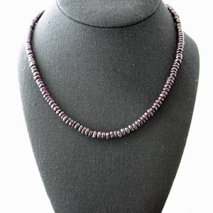 Sugilite Necklace with Sterling Silver Accents, 17.5" long