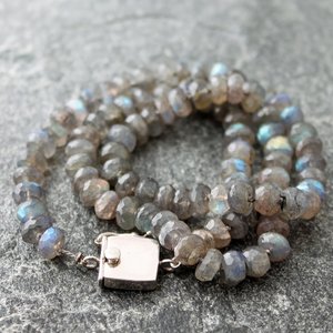 labradorite hand knotted necklace, neva murtha jewelry, sunshine coast bc jewelry