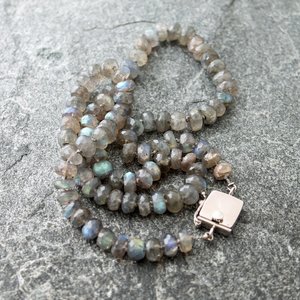 hand knotted labradorite necklace, neva murtha jewelry, sunshine coast bc jewelry