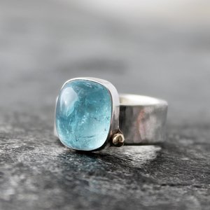 Aquamarine Ring with Gold and Silver, neva murtha jewelry, sunshine coast bc jewelry