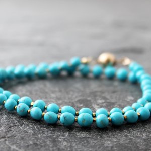 Sleeping Beauty Turquoise Necklace with 22k Gold Accents