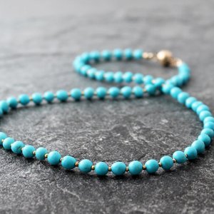 Sleeping Beauty Turquoise Necklace with 22k Gold Accents