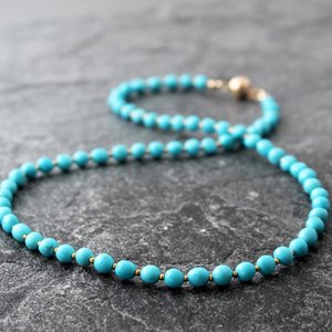 Sleeping Beauty Turquoise Necklace with 22k Gold Accents