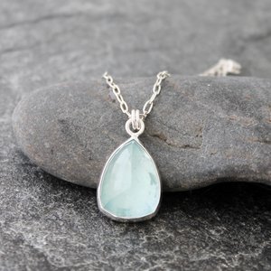 Aquamarine Pendant with Fine and Sterling Silver