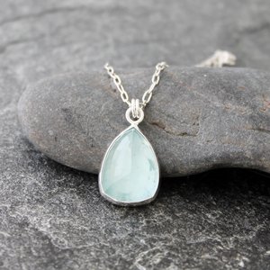 Aquamarine Pendant with Fine and Sterling Silver