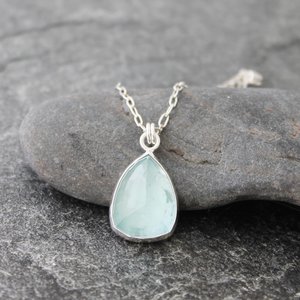 Aquamarine Pendant with Fine and Sterling Silver