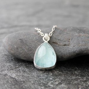 Aquamarine Pendant with Fine and Sterling Silver