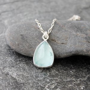 Aquamarine Pendant with Fine and Sterling Silver