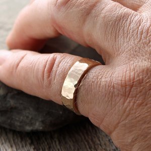 Hammered 14K Gold Wedding Band, neva murtha jewelry, custom wedding bands, sunshine coast bc jewelry