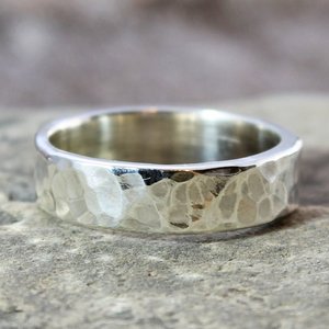 6mm hammered sterling silver wedding band, neva murtha jewelry, sunshine coast bc jewelry