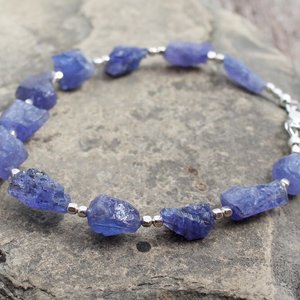 Tanzanite Bracelet with Sterling Silver, 7.5" Wrist