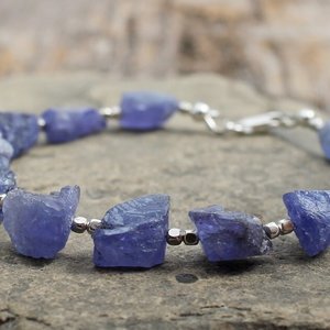 Tanzanite Bracelet with Sterling Silver, 7.5" Wrist