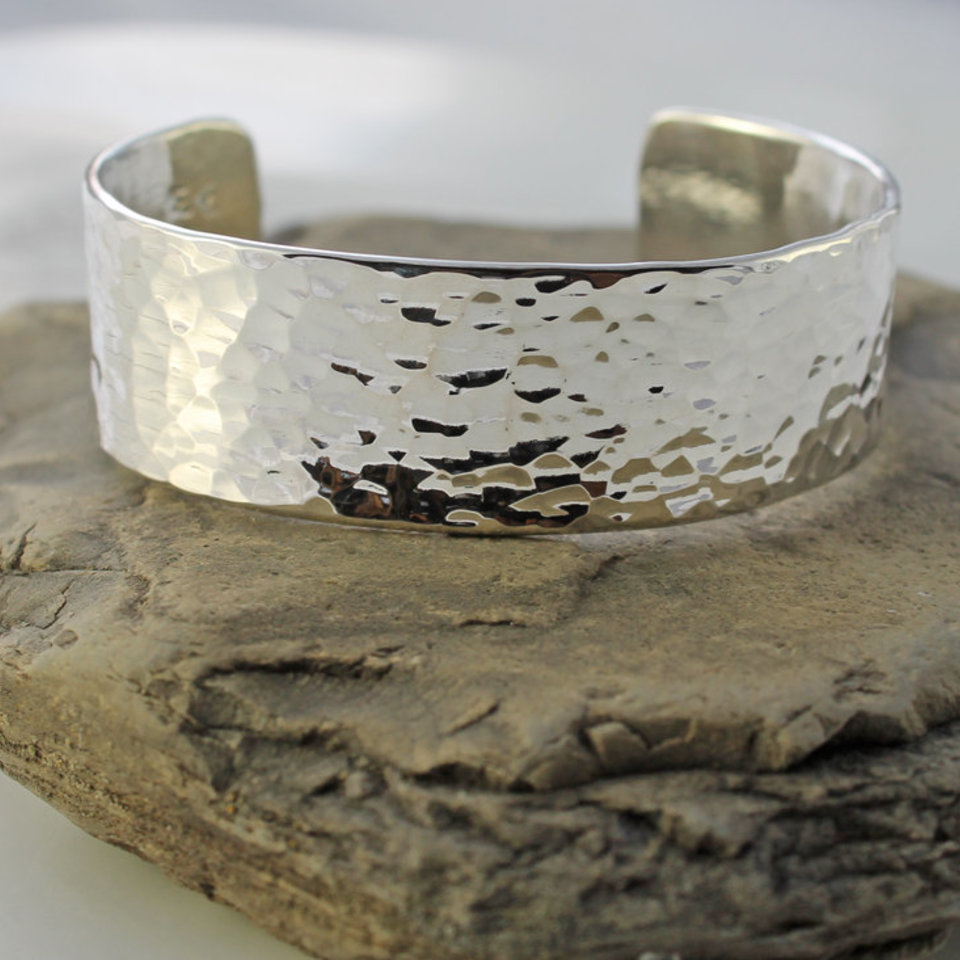 Hammered Sterling Silver Cuff – Dandelion Jewelry