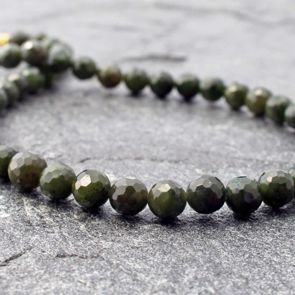 Faceted Canadian Nephrite Jade and Gold-Filled Necklace