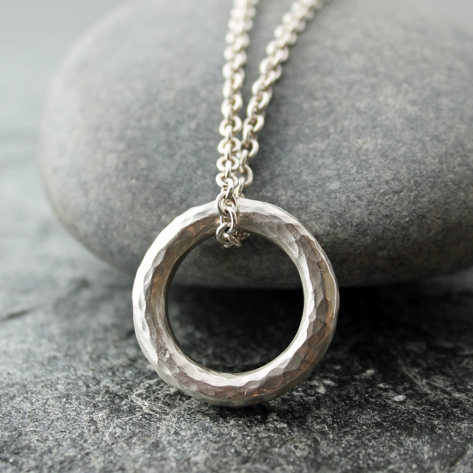 Artisan Hammered Sterling Silver Circle Pendant