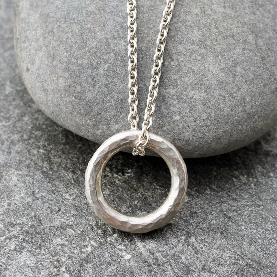 Artisan Hammered Sterling Silver Circle Pendant