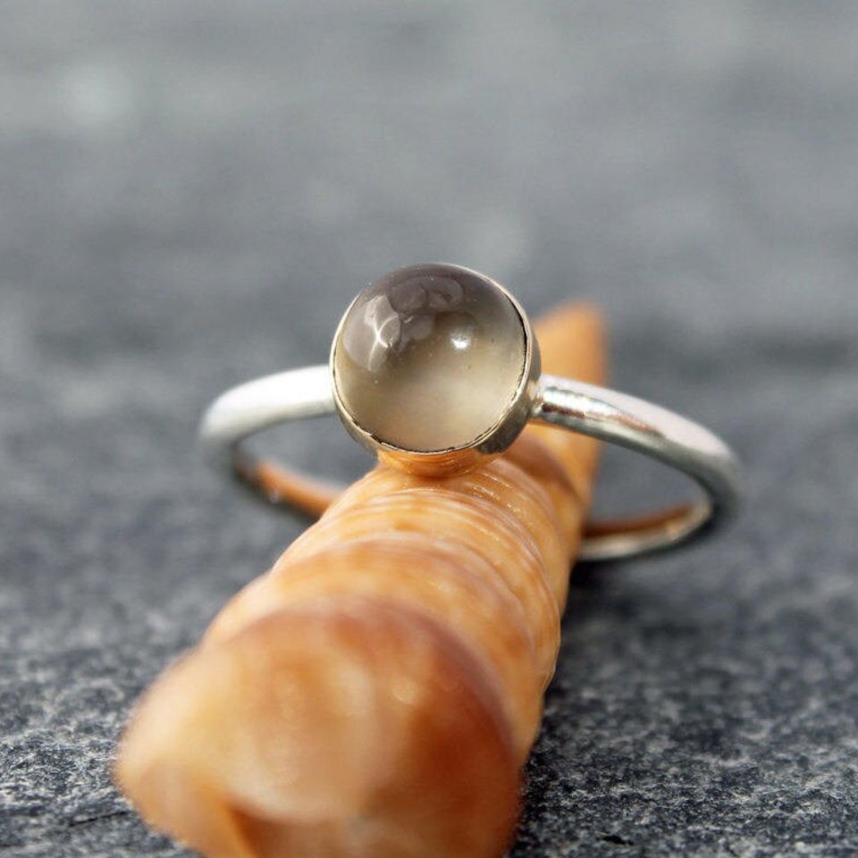 Green Moonstone Ring with Silver or 14k Gold