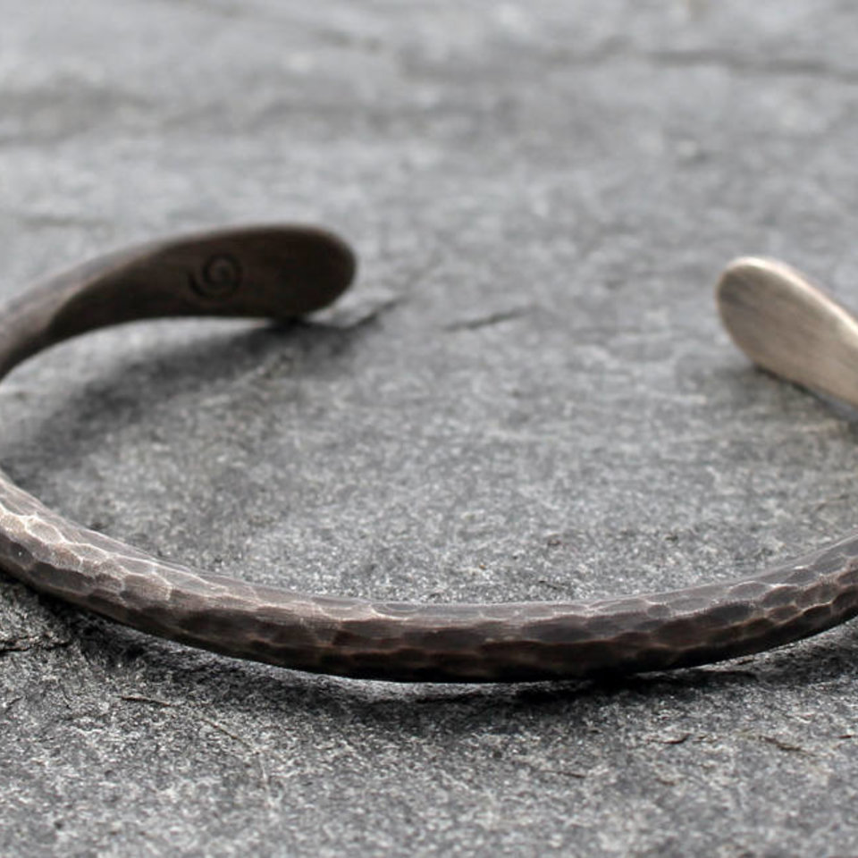 oxidized and Hammered Sterling Silver Cuff, neva murtha jewelry, sunshine coast bc jewelry