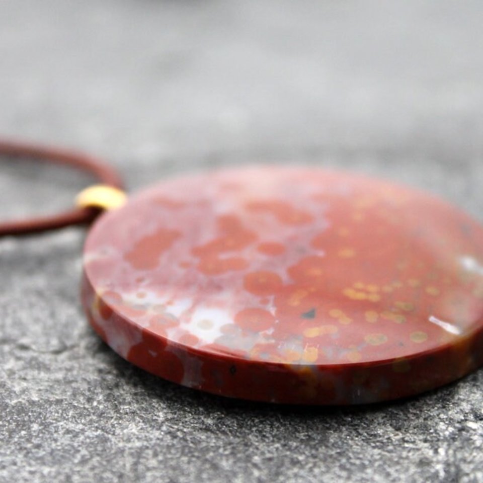 Guadalupe Poppy Jasper Necklace with Gold Filled Accents