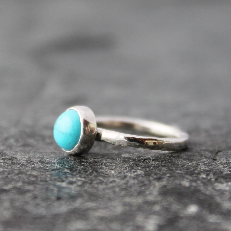 Arizona Bisbee Turquoise Ring with Sterling Silver or 14K Gold 