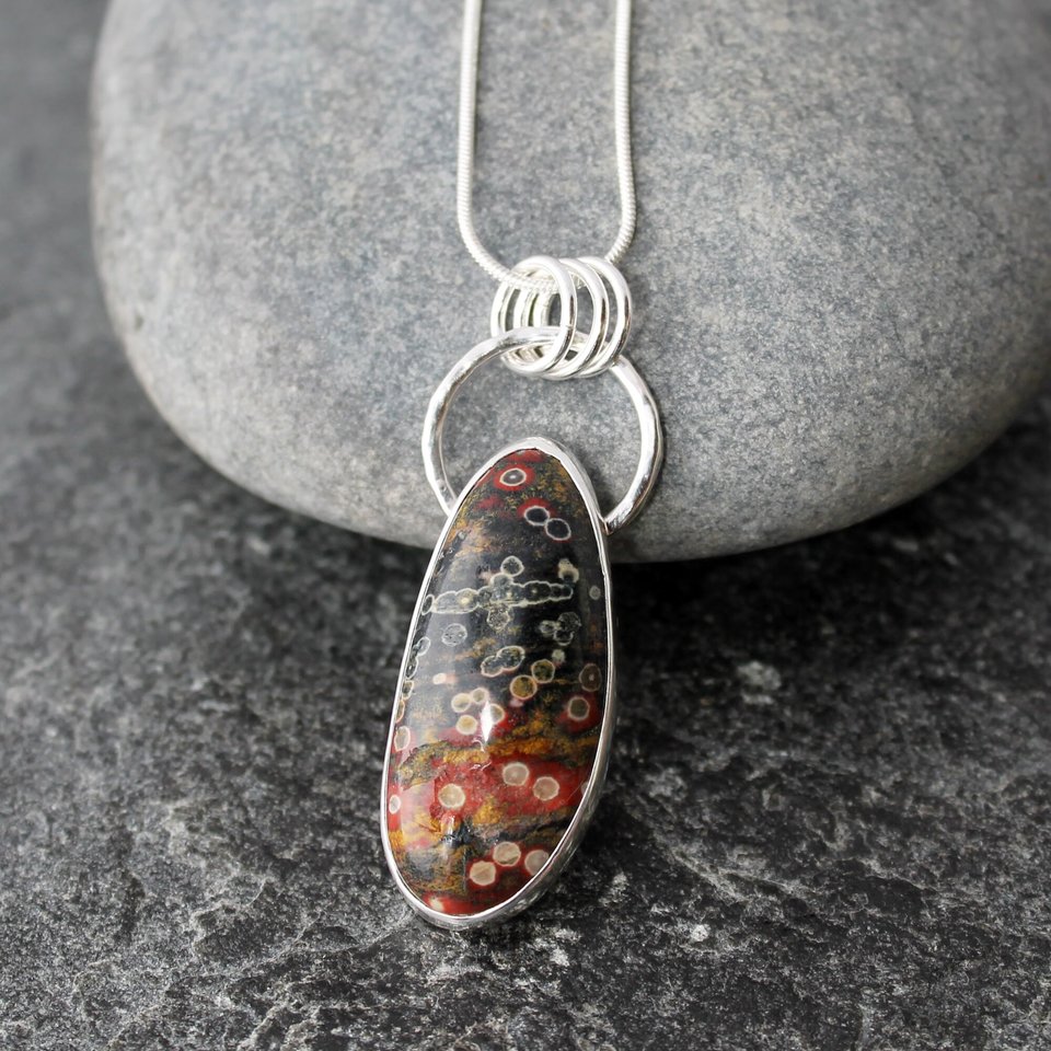 Black Guadalupe Poppy Jasper Necklace with Sterling Silver