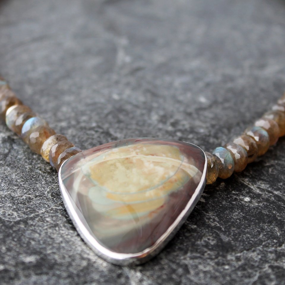 Morrisonite Jasper Statement Necklace with Labradorite